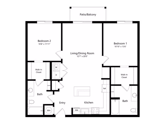 2 Bed B1 10-306 floor plan